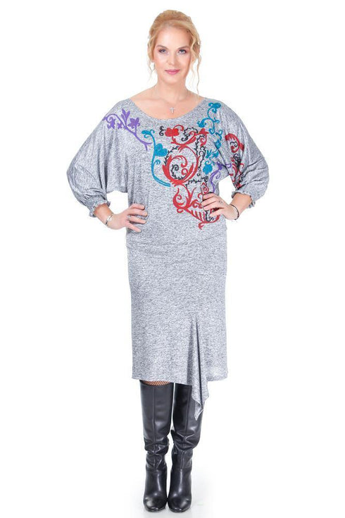 Bluza jerse gri pictata  Liza Panait Liza Panait Online Boutique